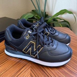 New Balance Women’s 574 Classics in Black & Gold